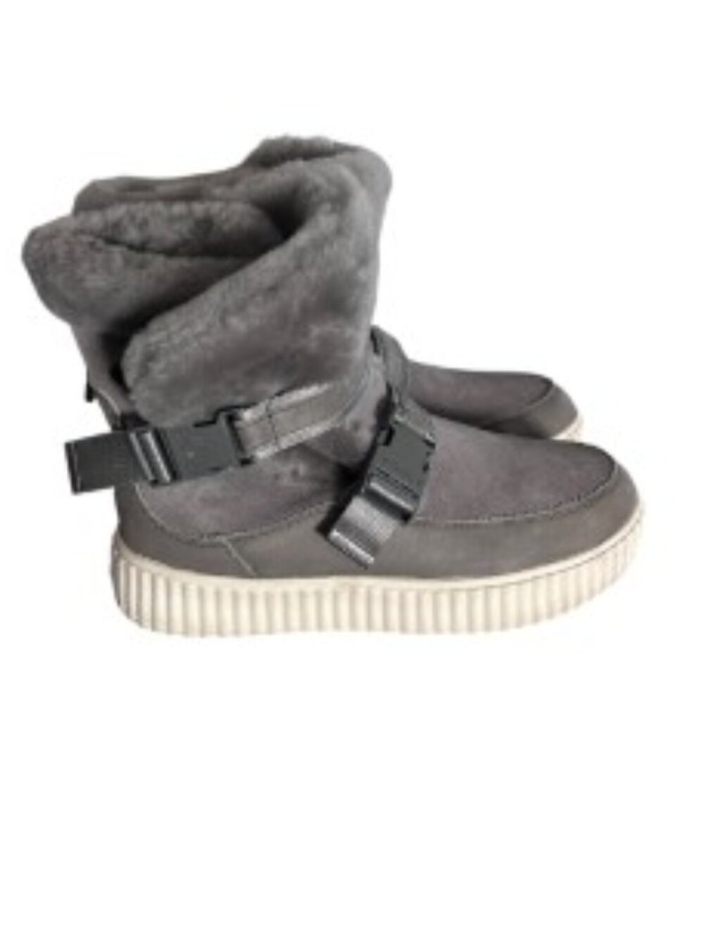Women's Gray Fur-Lined Ankle Sneakers - Picture 5 of 8